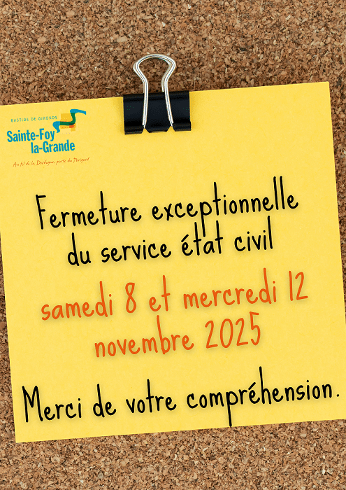 Fermeture exceptionnelle du service état civil